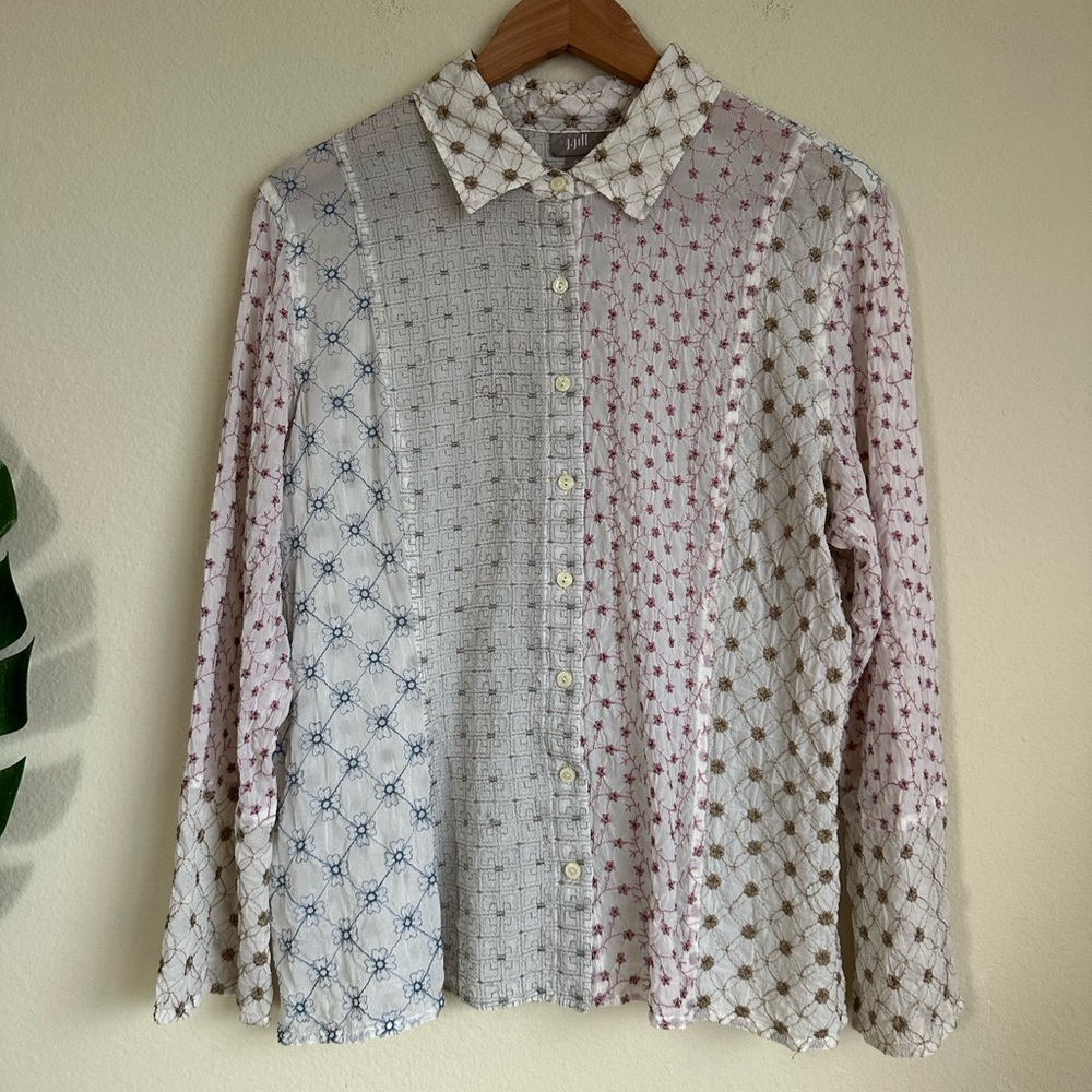 J. Jill Embroidered Rayon Patchwork Button Down T… - image 4